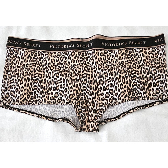 3 Victoria's Secret Logo Cotton (2) Shortie & (1) Boyshort/Boxer XL Brown NWT - Picture 5 of 16